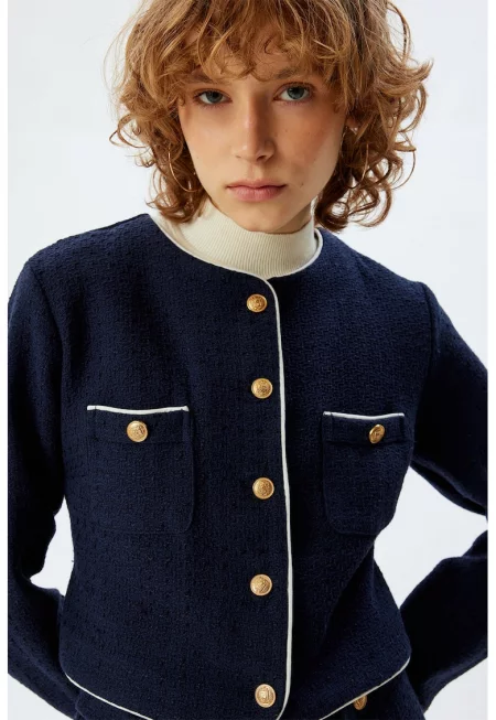 Сако с копчета и джобове - Тъмносин