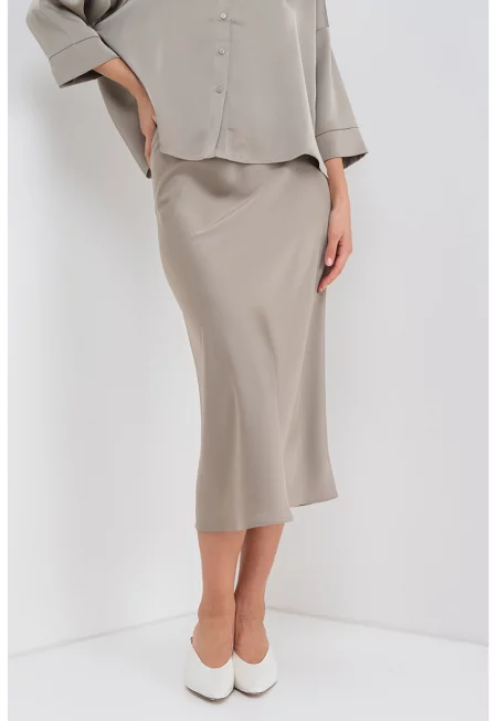 Сатинирана миди пола - Бледозелен