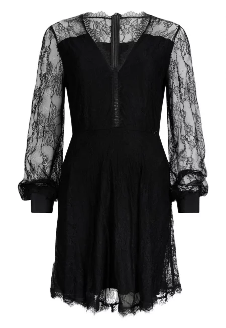 Шпиц дантелена рокля - Черен