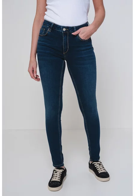 Скини дънки с памук и модал - Светлосин