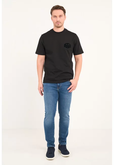 Слим дънки с миди талия - Пастелносин