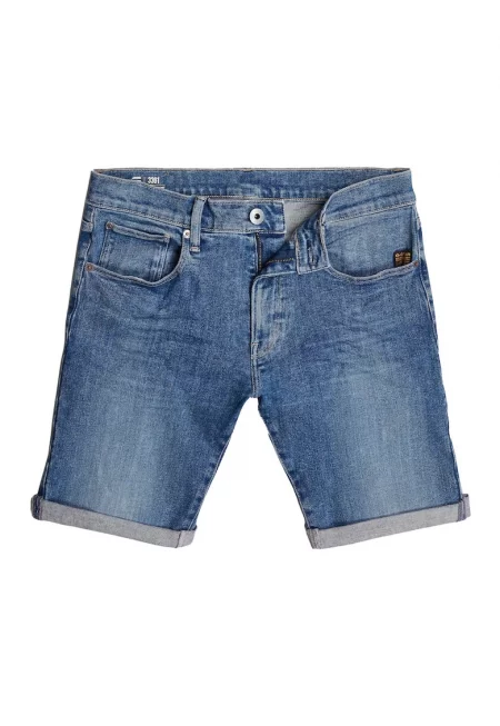 - Слим деним шорти със захабен ефект - Син
