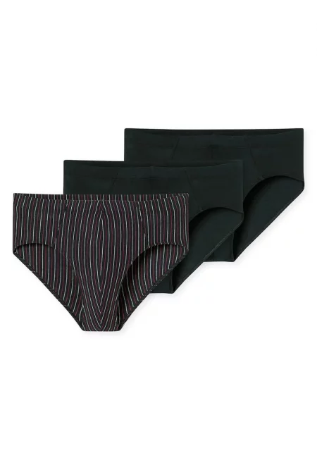 Слипове с изчистен дизайн и райе - 3 чифта - Черен