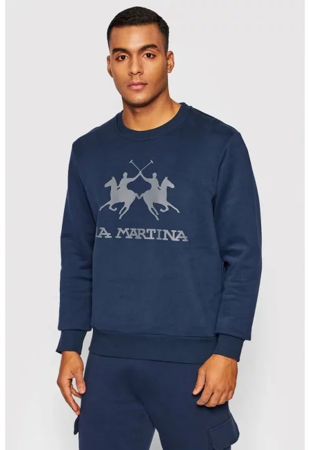 Спортен суичър с широко деколте и лого