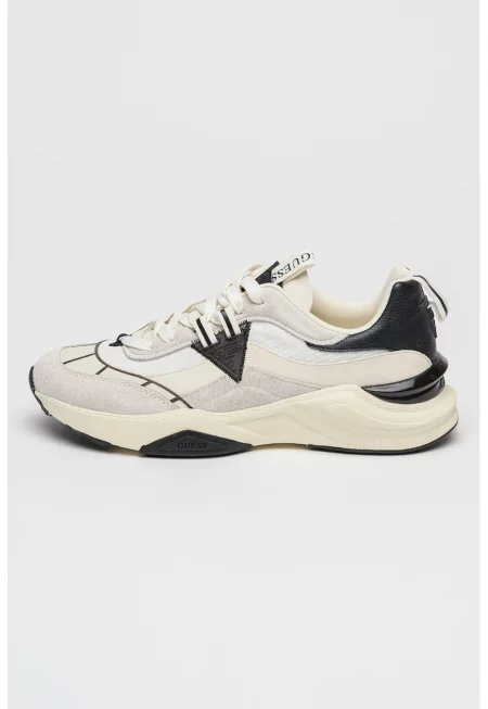 Спортни обувки с велур - Бял/Черен/Сив