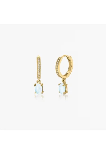 Сребърни Обеци Golden Gem Huggies - Лунен Камък