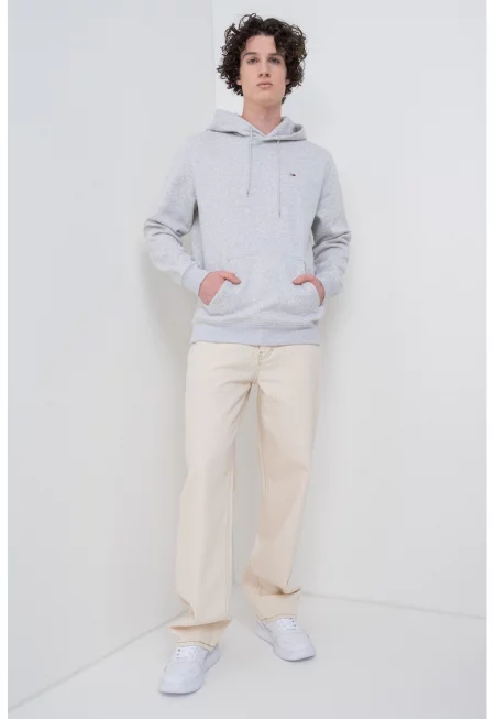 Стандартно худи с джоб кенгуру - Сив меланж