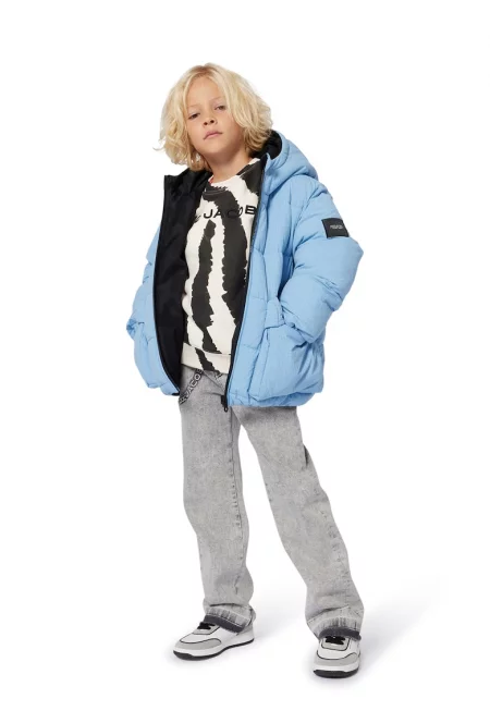 Суитшърт с шарка - Слонова кост/Черен