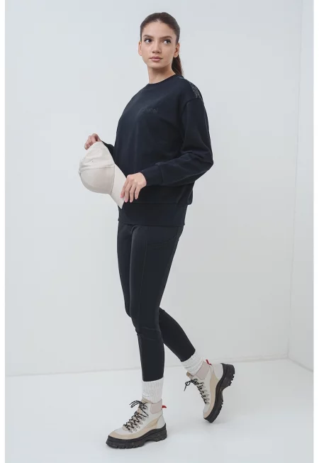 Суитшърт със свободна кройка - Черен