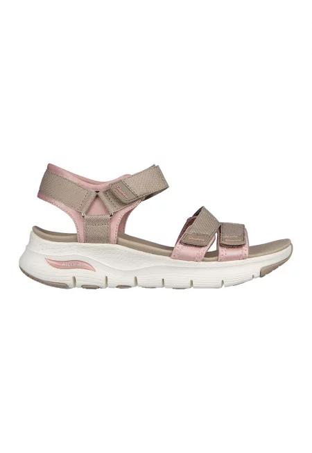 Текстилни сандали Arch Fit-Fresh Bloom с велкро - Сиво-кафяв/Розово