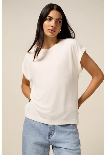 Тениска с модал с навити ръкави