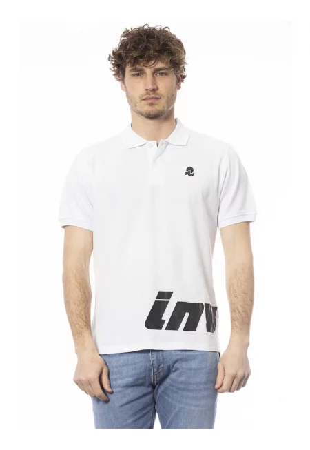 Тениска с яка и лого - Бял