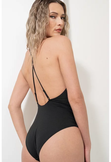 Цял бански с кръстосани презрамки - Черен