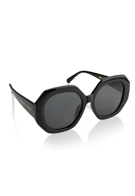 Уголемени овални слънчеви очила с поляризация - Черен