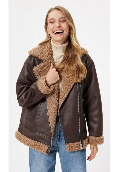 Уголемено яке от еко кожа с еко вълна