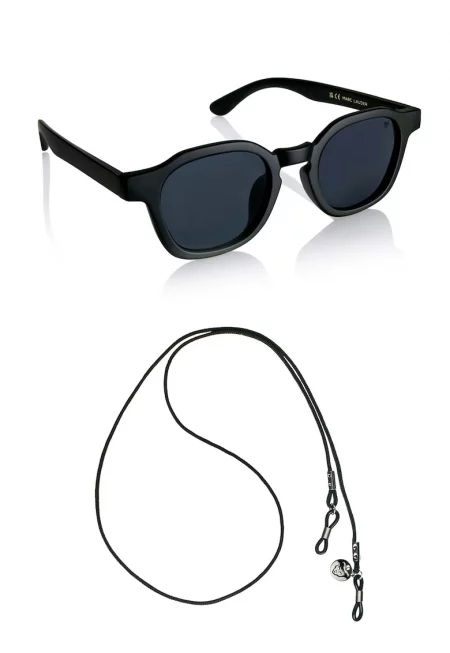 Унисекс слънчеви очила Pantos с верижка - Черен