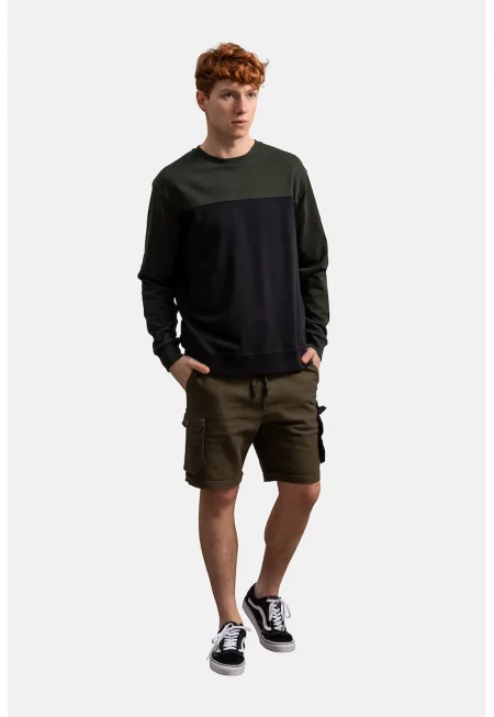 Унисекс суитшърт с цветен блок - Черен/Tъмносив