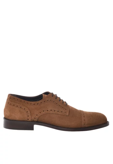 Велурени обувки Brogue - Кафяв