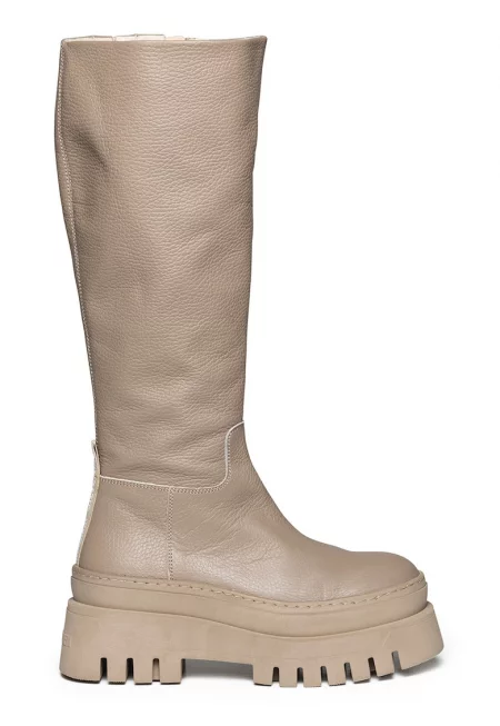 Високи кожени ботуши Chipp - Сиво-бежов