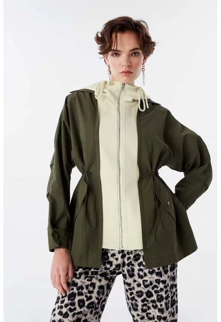 Яке с дизайн 2 в 1 - регулируема качулка и талия - Папратово зелено/Шам фъстък зелено