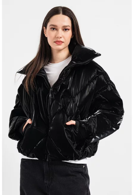 Зимно ватирано яке Lexus с висока яка - Черен