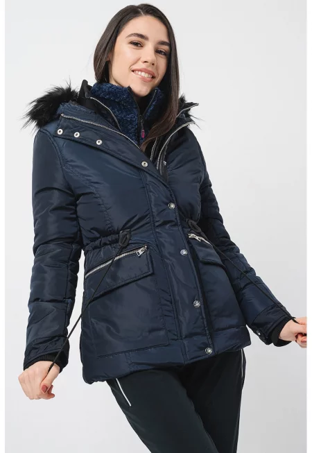 Зимно яке Acam с еко пух и качулка - Ултрамарин синьо