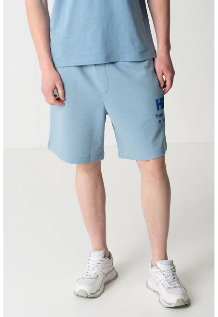Бермуди с връзка и лого - Пастелносин/Кралско Синьо