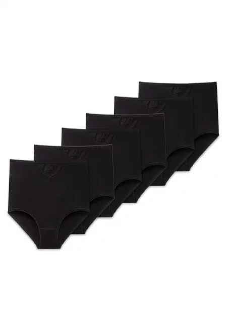 Бикини с висока талия - 6 чифта - Черен