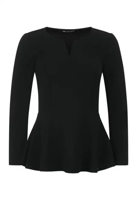 Блуза с ефект пеплум и V-образно деколте