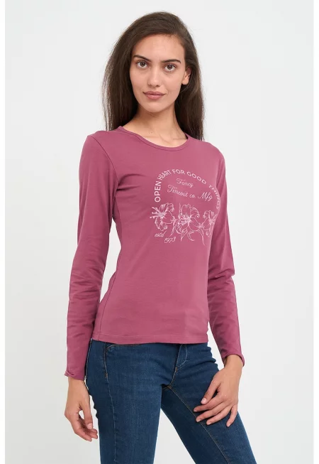 Блуза с принт и овално деколте