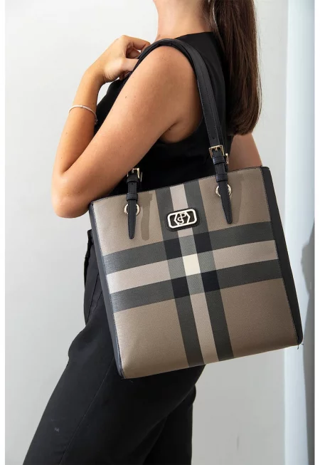 Чанта от еко кожа - Черен/Камел