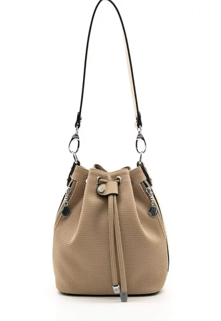 Чанта от еко кожа с отделяща се презрамка - Камел