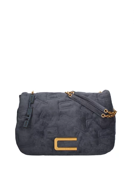 Чанта за рамо от еко кожа - Прашно синьо