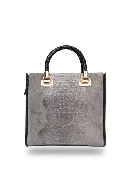 Дамска чанта  Ava - Кожена - Сив