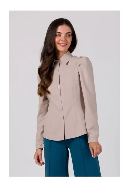 Дамска риза с дълъг ръкав -  Annamue - бежова