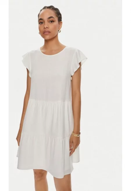 Дамска рокля -  53397 - Лен/Вискоза - Бяла