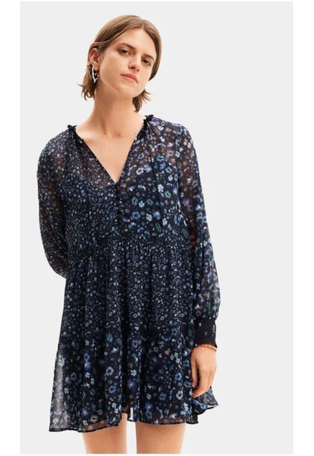 Дамска рокля -  76671 - тъмносиня - полиестер