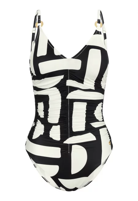 Дамски бански костюм  10214733 - Полиамид/Еластан - Черен/Екрю - Черен/Екрю