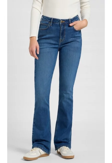 Дамски дънки  Breese Bootcut - тъмносини - еластични - висока талия - разкроена кройка