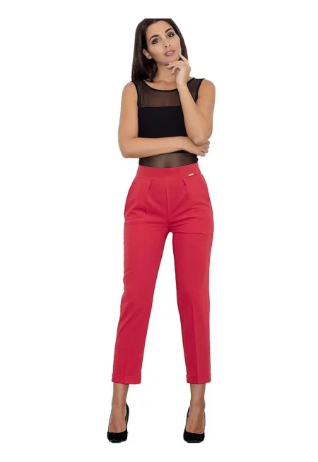 Дамски панталон  Полиестер - Вискоза - Червен -