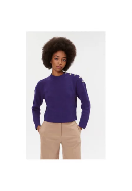 Дамски пуловер -  303350499 - Вискоза/Полиестер/Полиамид - Лилав