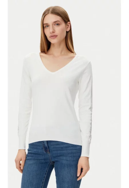 Дамски пуловер -  305314192 - Вискоза/Полиамид - Бял