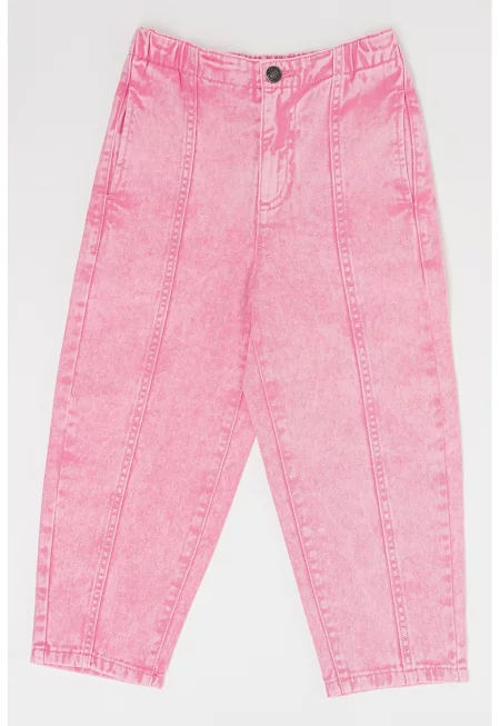 Дънки с еластична талия - Розово