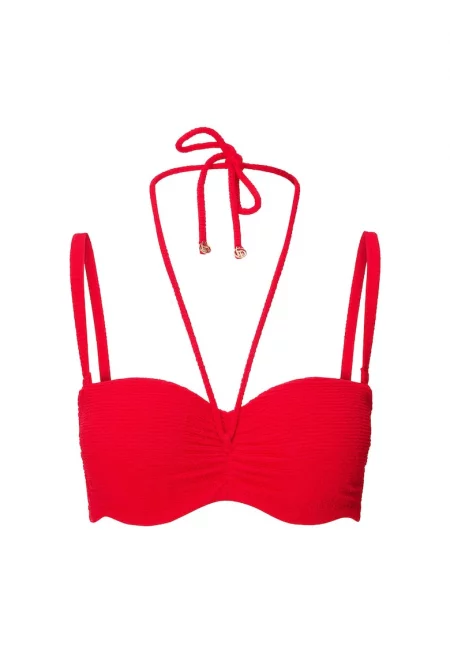 Долнище на бански тип балконет с регулируема презрамка - Червен