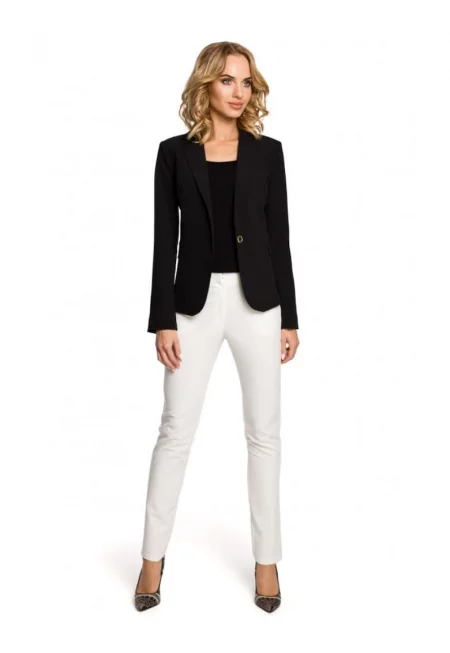 Елегантен блейзър . С копче. Полиестер. Вискоза - Черен