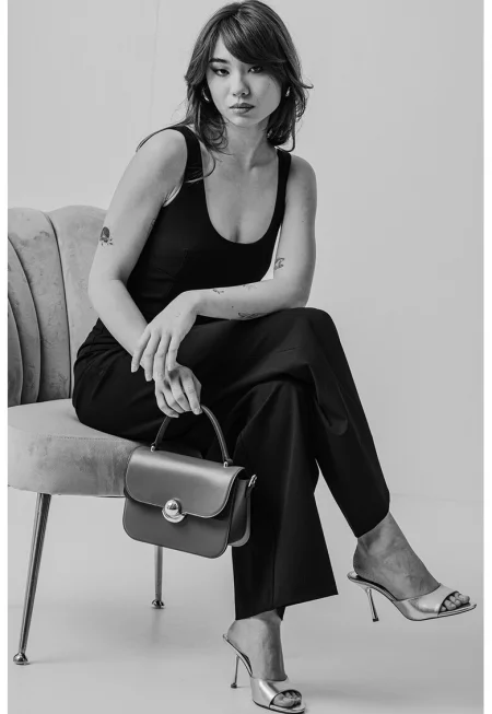 Гащеризон с широк крачол и овално деколте - Черен