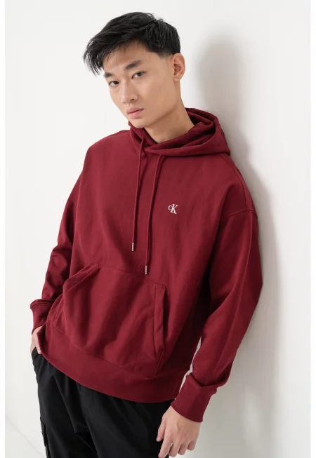 Худи с джоб кенгуру и връзки - Бордо