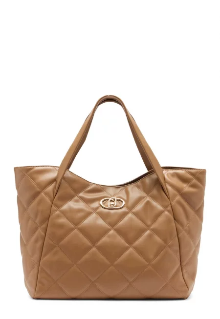 Капитонирана шопинг чанта - Светлокафяв