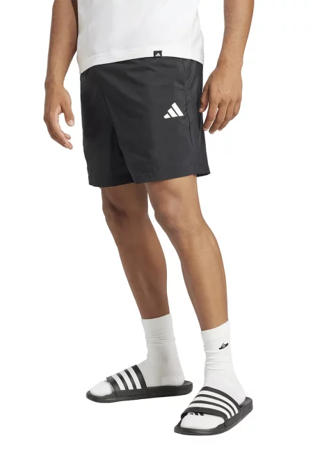 Къс панталон с джобове встрани - Бял/Черен