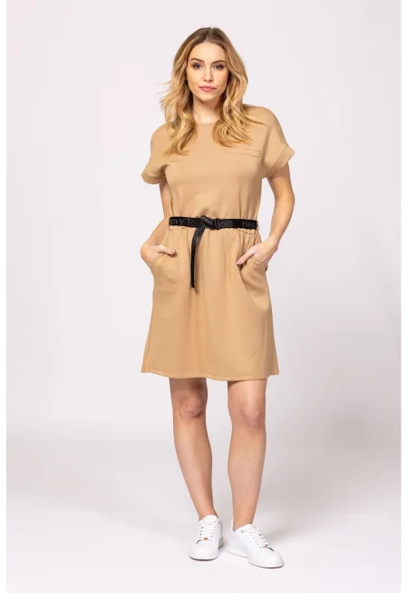 Къса рокля Vikka с модал - Камел